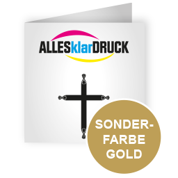 Taufkarte Quadrat 105 x 105 mm 4-seiter 4/4 farbig + Sonderfarbe Gold